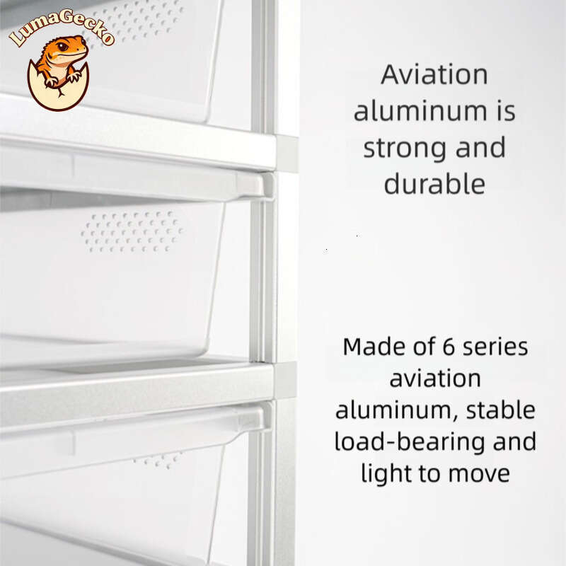 45M Series: Reptile Rack Silver Frame Aluminum Alloy White Box Reptile Enclosure Habitat Bearded Dragon Giant Leopard Gecko Snake Breeding Cage Terrar