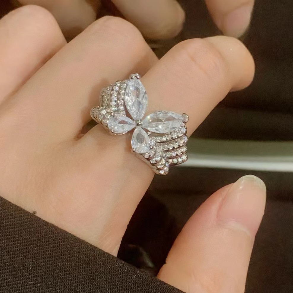 crystal butterfly Engagement Ring 925 silver diamond with diamonds diamond jewelry fashion brand designer with box J027