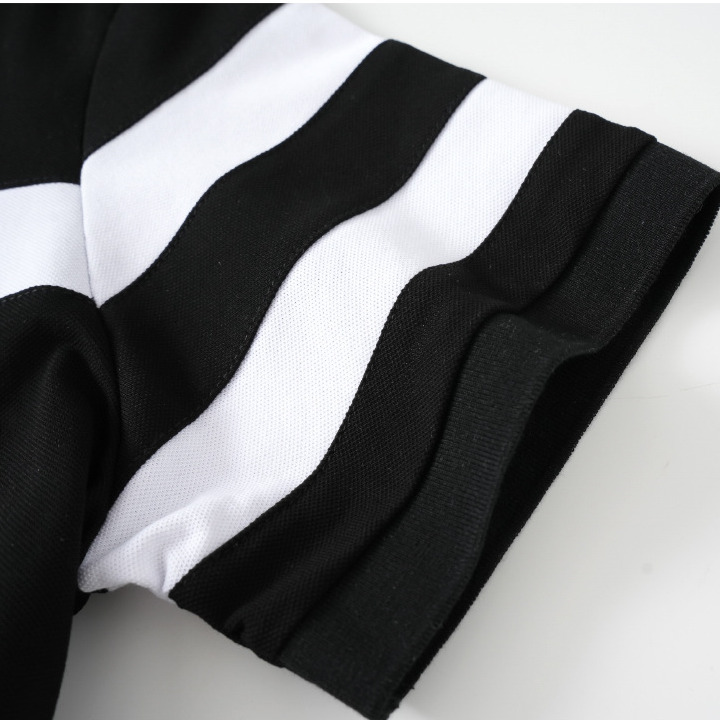 Black And White Striped Lapel Designer T-shirt Luxury Fashion Slim Fit Men's Business Short Sleeved Polo Shirt Outdoor Casual Trend Brand Versati