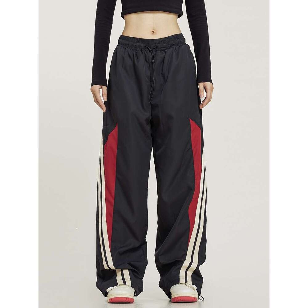 Y2k Harajuku Retro Street Jogger With Elastic Waist, Patchwork Design, High-Waisted Loose Wide-Leg Sports Pants Sweatpants Casual Pants Running pants