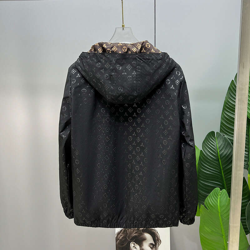 Men's New European Version American Style Trendy Printed Hooded Jacket Top Elegant Retro Casual High-End Coat