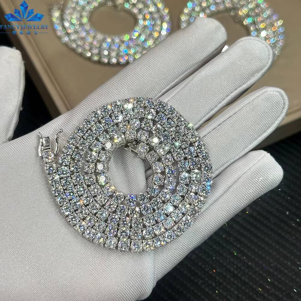 Pass Diamond Tester Tennis Chain 925 Sterling Silver 2mm 3mm 4mm 5mm Vvs Diamond Chain Necklace Hip Hop Moissanite Tennis Chain
