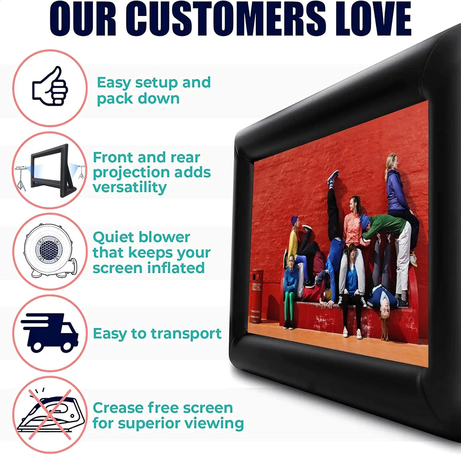 20ft Inflatable Projector Screen Portable for Outdoor Movies Front Rear Projection with Blower and Accessories 260414