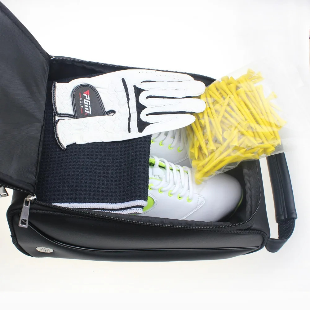 CRESTGOLF Women And Mens Golf Shoes Bag PU Leather Portable Golf Sports Shoes Bag 260413