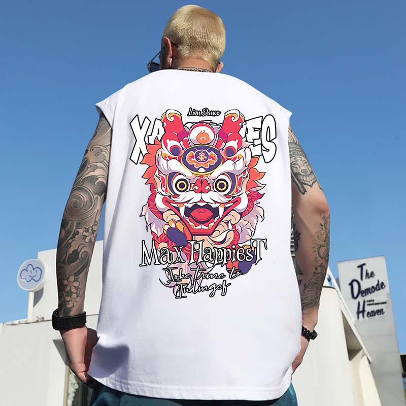 2024 Summer Men's Chinese Trend Tank Tops | Stretch Oversized Up to 300 Lbs Big & Tall Gym Athletic Loose Sleeveless Tees