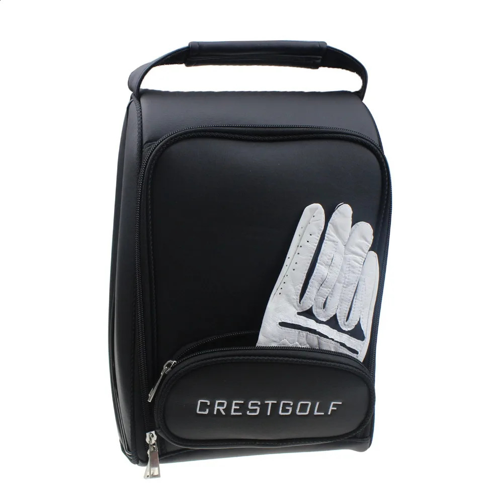 CRESTGOLF Women And Mens Golf Shoes Bag PU Leather Portable Golf Sports Shoes Bag 260413