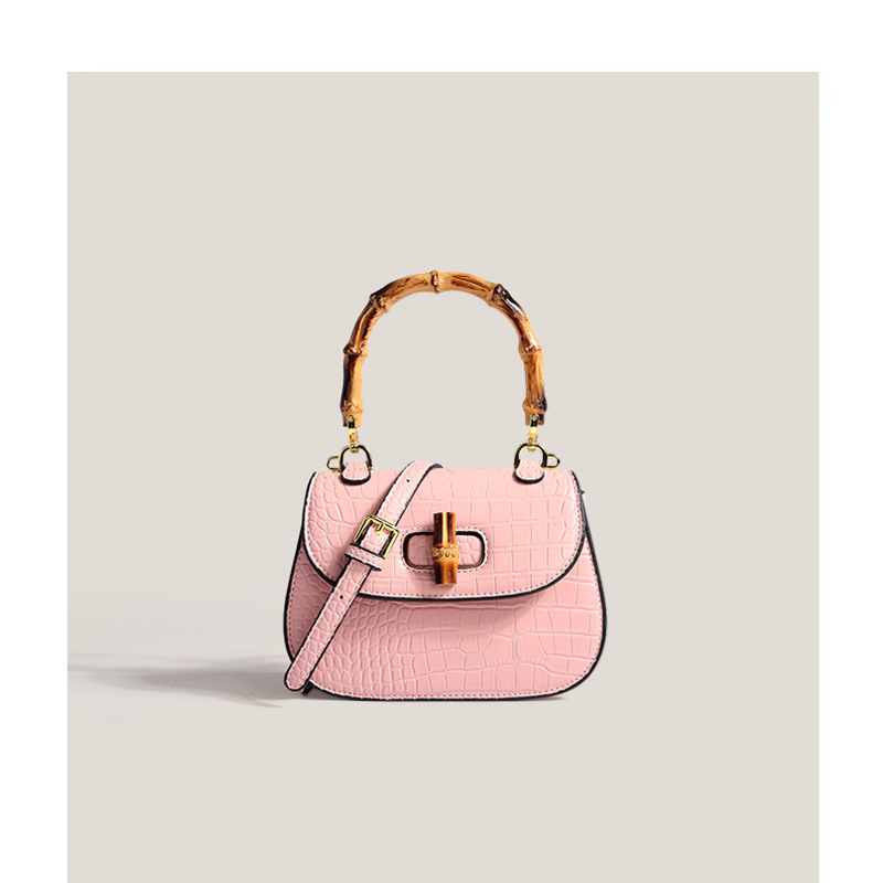 2026 Niche Bamboo Handheld Saddle Bag with High Quality and Light Luxury Crocodile Pattern Single Shoulder Bag for Women Trendy Crossbody Bag