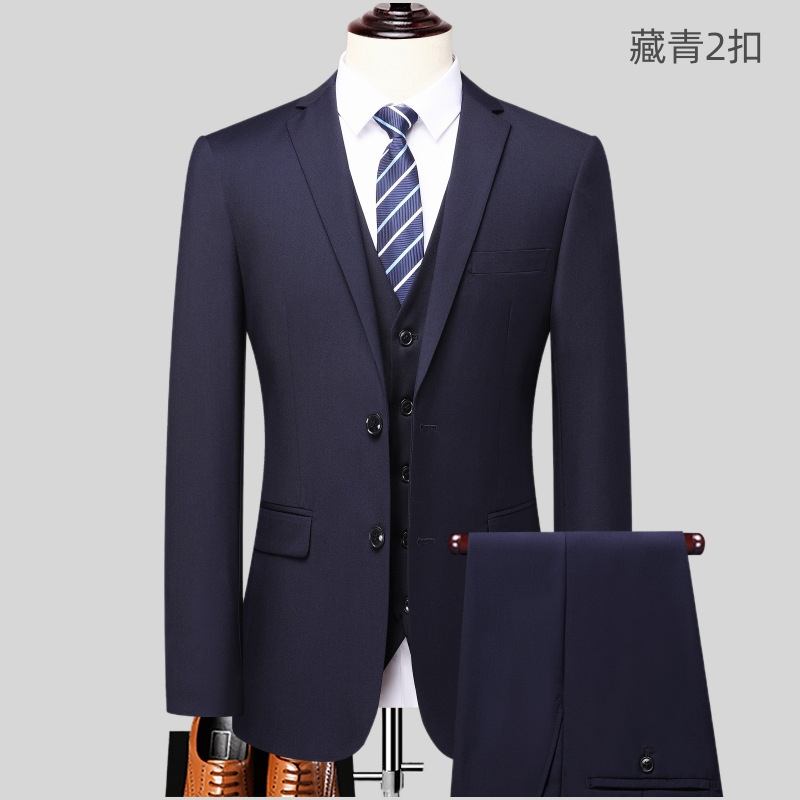 New Mens Suit Professional Blazer Suit for Men Office Work Professional Wear Black Navy Gray Two-Button Formal Trousers