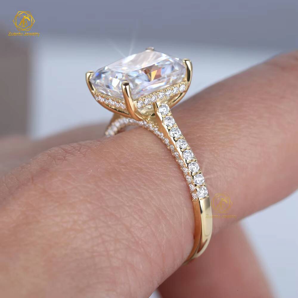 Fancy Jewelry Engagement Wedding Jeweler Solitar 18K Gold Radiant Cut 5ct 911mm Moissanite Diamond Ring