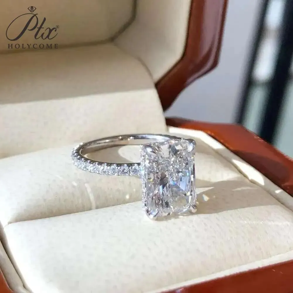 Women's Customized Sterling Silver 925 Eternity Band with 3 Carat Radiant Cut D Color VVS1 Moissanite