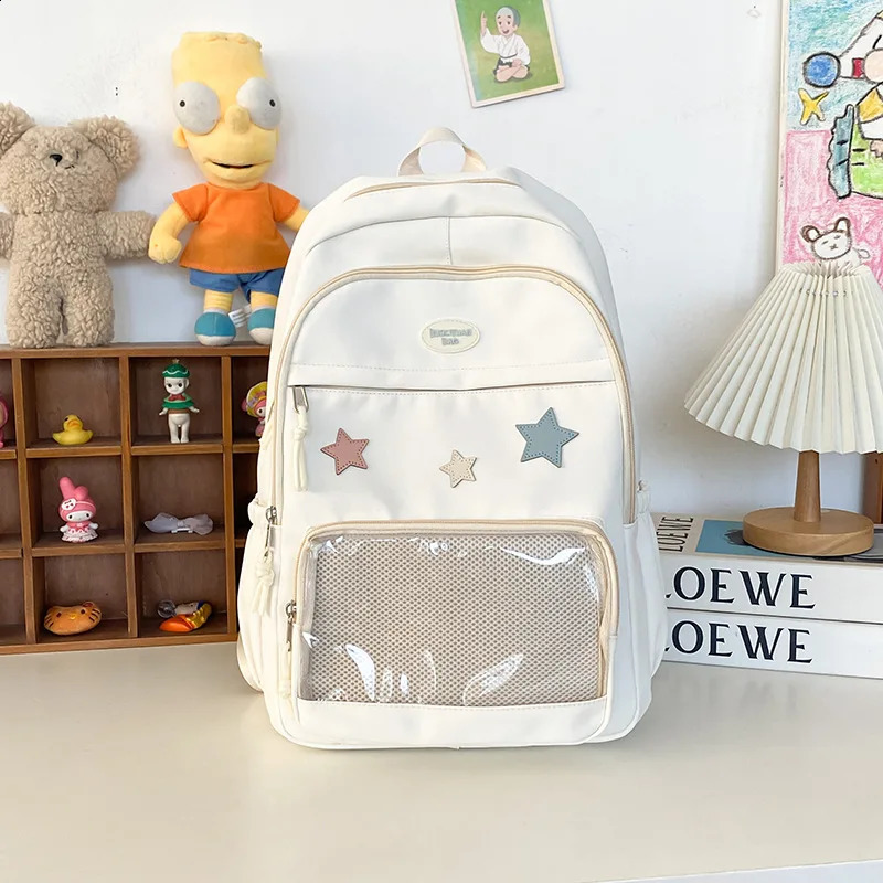 Japanese Y2k Aesthetic Star Transparent Backpack Women Students Casual Kawaii Schoolbag Girl Highcapacity Preppy Backpacks y260615 - view 5