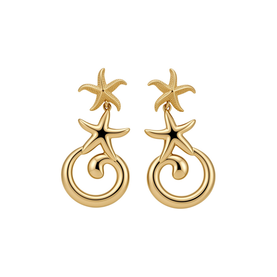 European American cross-border starfish and conch texture earrings, fashionable, simple, unique, versatile earrings with a niche design for women - view 9