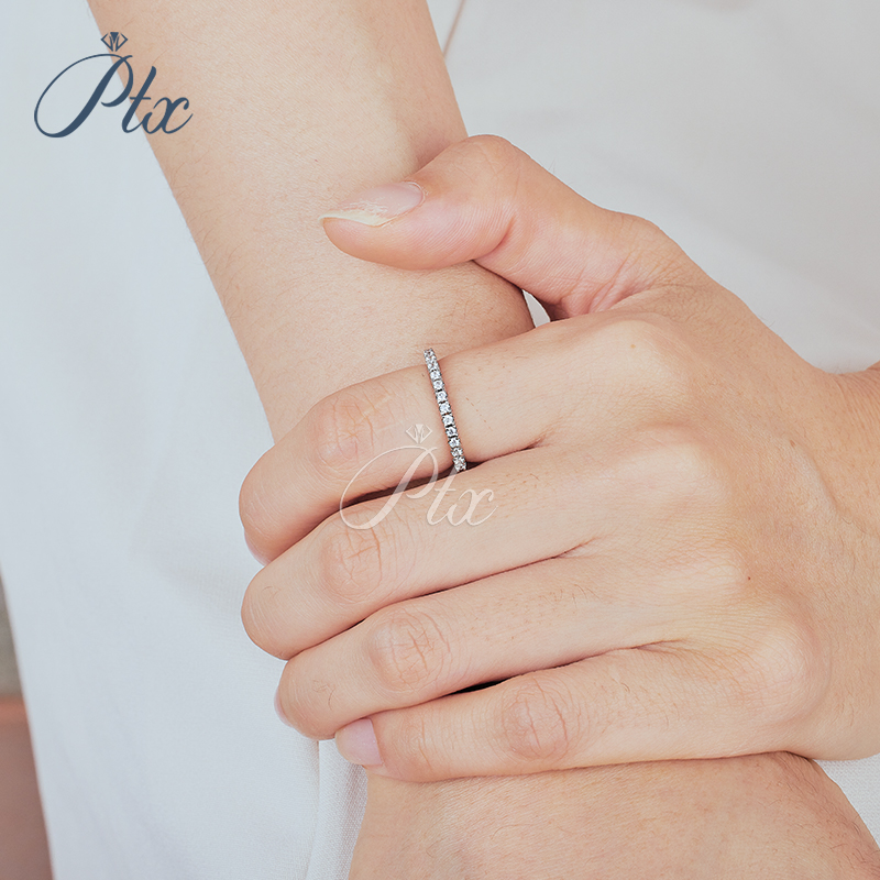 Women's Customized Sterling Silver 925 Eternity Band with 3 Carat Radiant Cut D Color VVS1 Moissanite