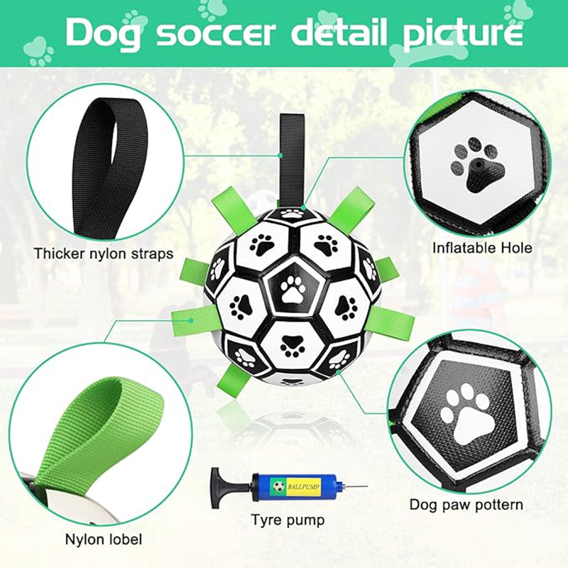 World Cup Dog Toys Soccer Ball with Straps Interactive Dog Toys for Tug of War Puppy Birthday Gifts Dog Water Toy Pet Tug Toy Durable Pet Balls for Sm