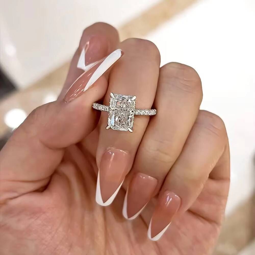 Fine Jewelry Supplier Women Engagement CVD Diamond 10K Solid Gold F VVS2 306 Ct Radiant Cut Ring Eternity Ring Lab Diamond