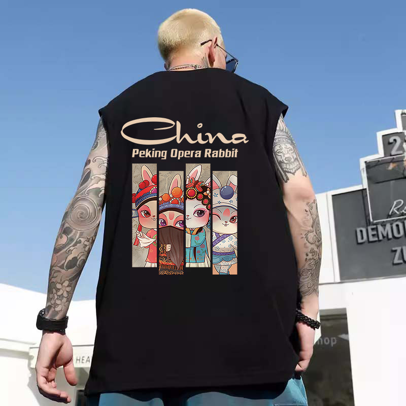 Summer Men's Trendy Hong Kong Style Tank Tops | Oversized Loose Sleeveless Tees for Running, Casual & Layering