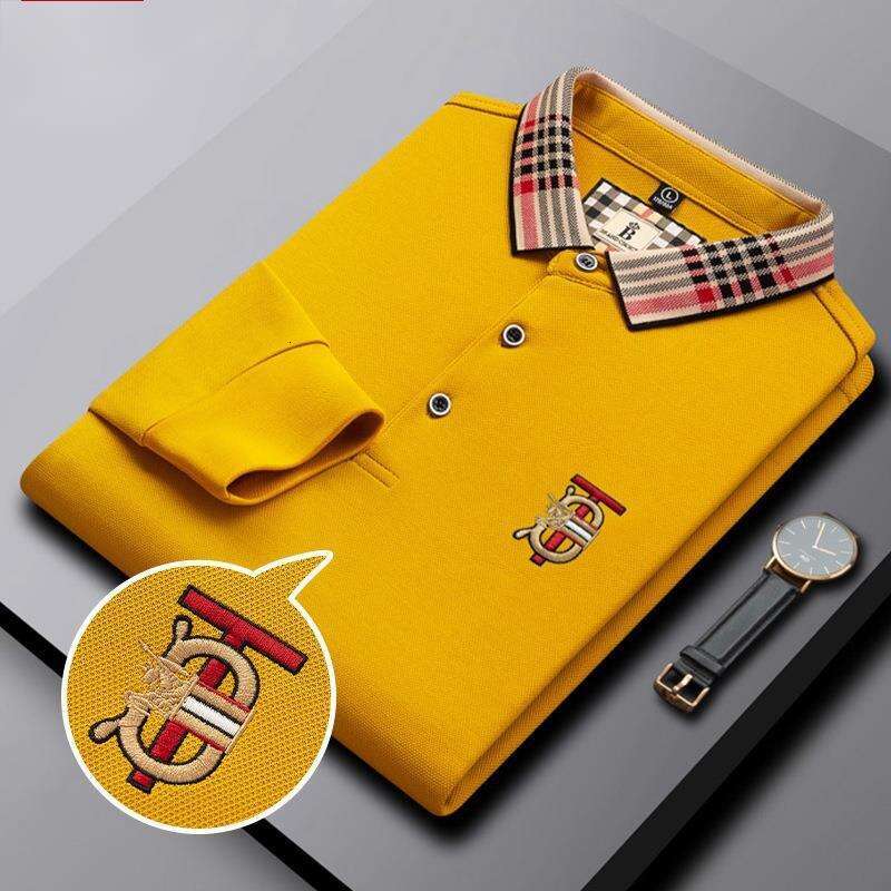 Clothing 2026 New Men Autumn Solid Color Embroidered Long Sleeve T-Shirt Daily Casual Slim Fit Business Men's Polo Shirt A