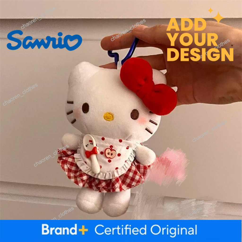 Cute McDonald's Hello Kitty Plush Keychain with Red Glasses & Apron, Cartoon Bag Pendant, Gift for Girls