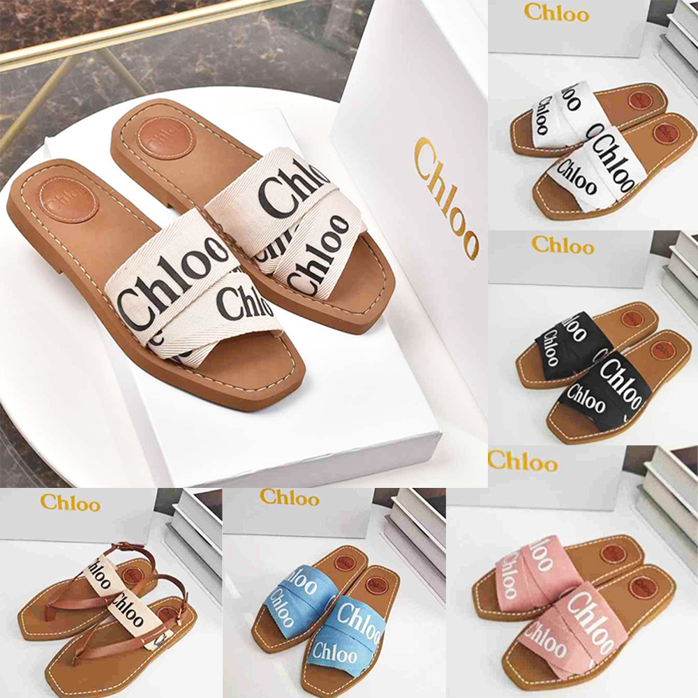 Luxury Sandals Flat Slides Designer Canvas Slippers Womens sandal sandale shoes casual bottom summer flat flip flops women Cloth woven cloth emblematic equestrian
