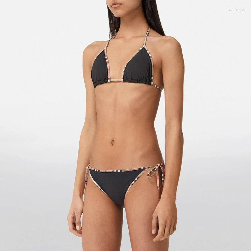 Women's Swimwear Luxury Brands Check Bikini Sets 2 Piece Swimsuit Classic Print Plaid Fashion Sexy Beach Swim Summer Women Y2K Clothes