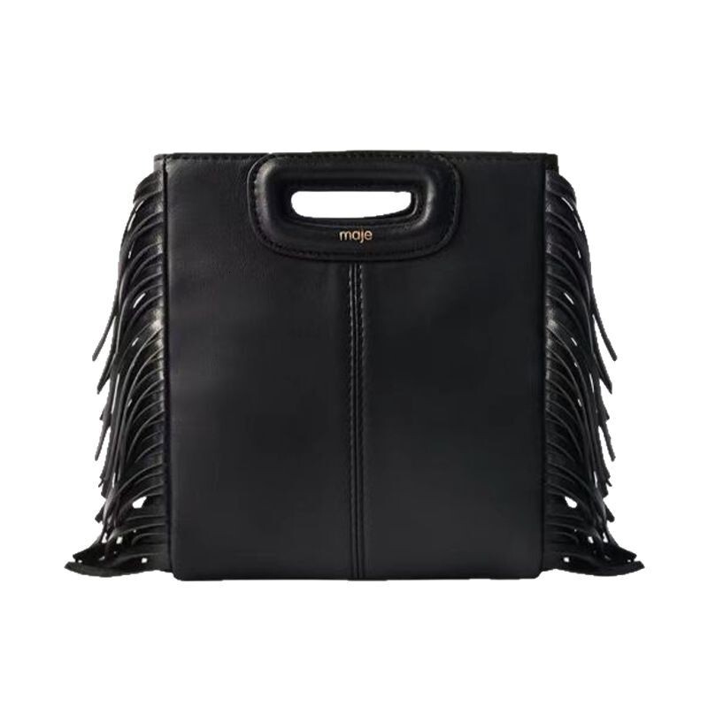 New Fashion Maje Shoulder Black PU Soft Crossbody Bag Large Capacity Retro Women's Handbag