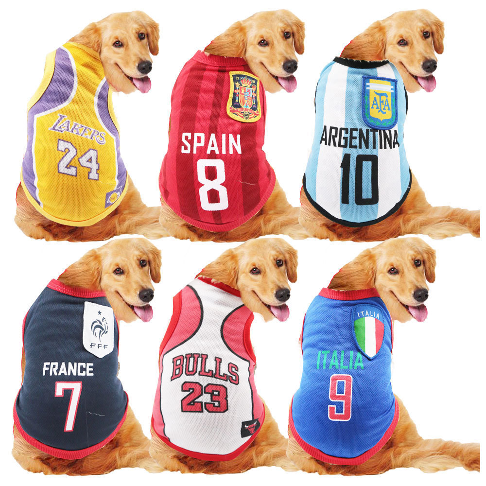 Dog Spring/Summer Mesh Vest, World Cup Jersey, Basketball Apparel, Small and Medium Dog & Cat Supplies