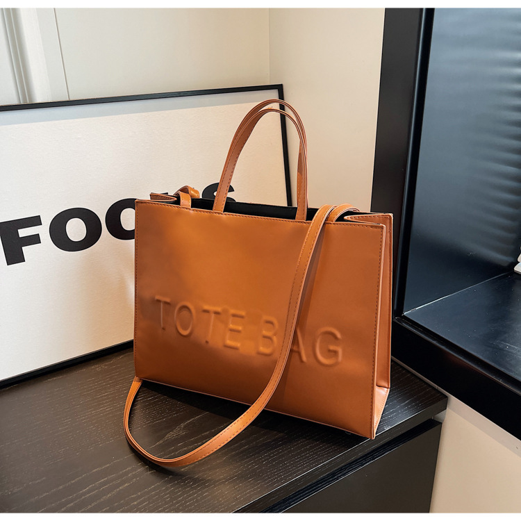 PU leather large-capacity new foreign trade fashion handbag, tote vintage shoulder bag, commuter large bag
