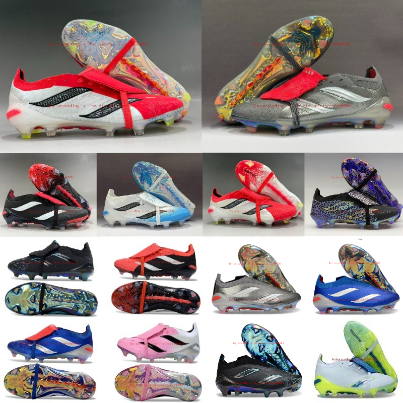 2026 Good Quality Football Boots 25 26th Tongue Fold Laceless Laces FG Mens Soccer Cleats Comfortable Training Leather Football Shoes kids uk3.5-uk11