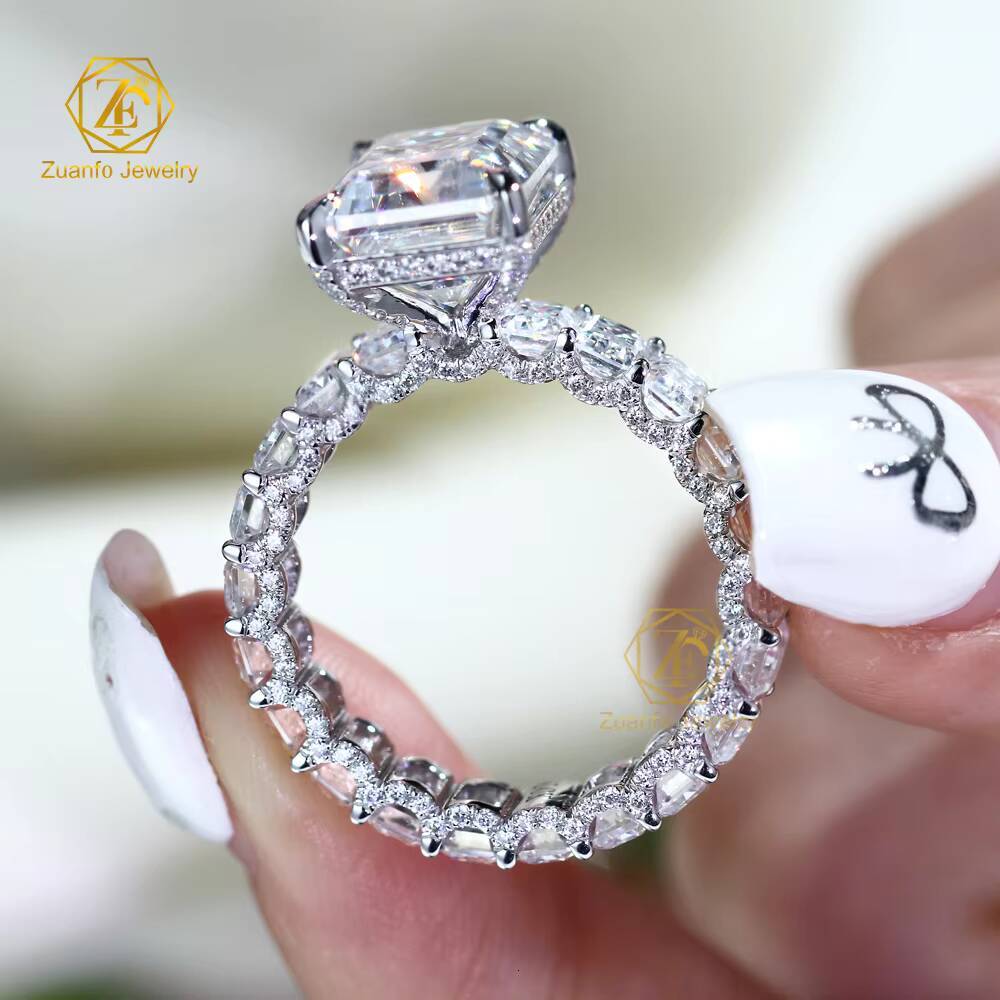 10K 14K Custom Jewelry Mossanite 4 Ct 925 Sterling Silver Moissanite Engagement Wedding Ring Set
