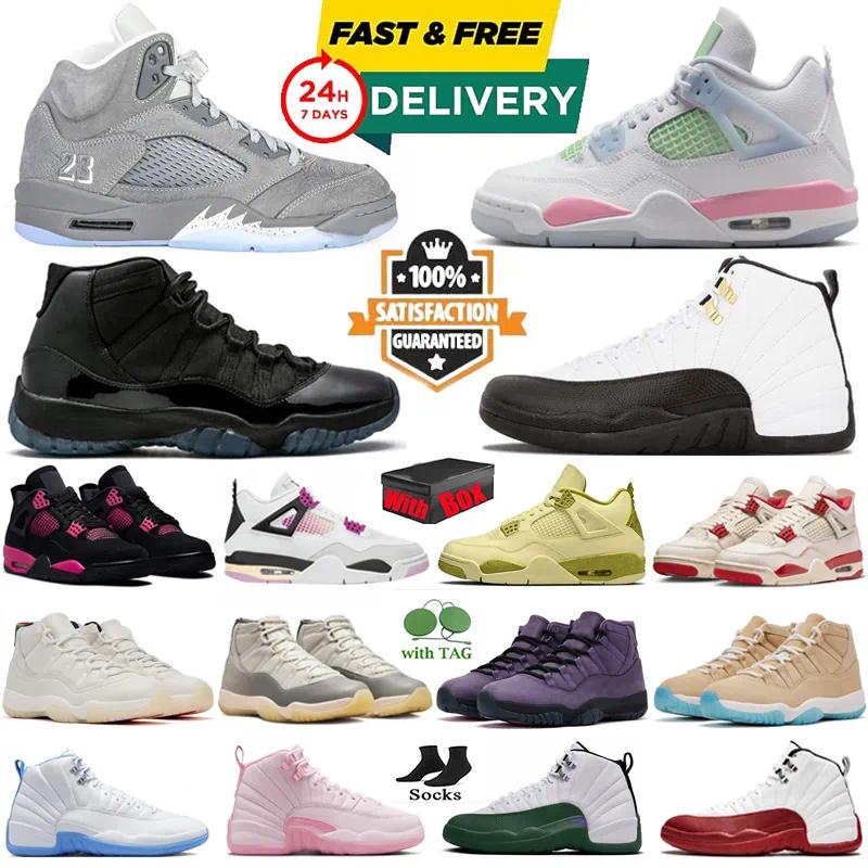 with box Design 4s 5s 11s 12s Basketball Shoes 4s Valentine Day 2026 Black Cat 11s Gamma Blue 5s Wolf Grey White Metallic 12s Taxi Bucks Men Women trainers Sneakers 36-47