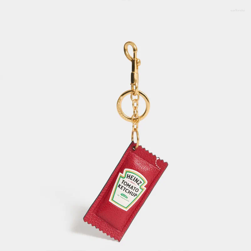 Cute Ketchup Bottle Keychain Creative Simulation Food Sauce Pendant Charm For Women Girls Bag Car Key Ring Ornament Gifts