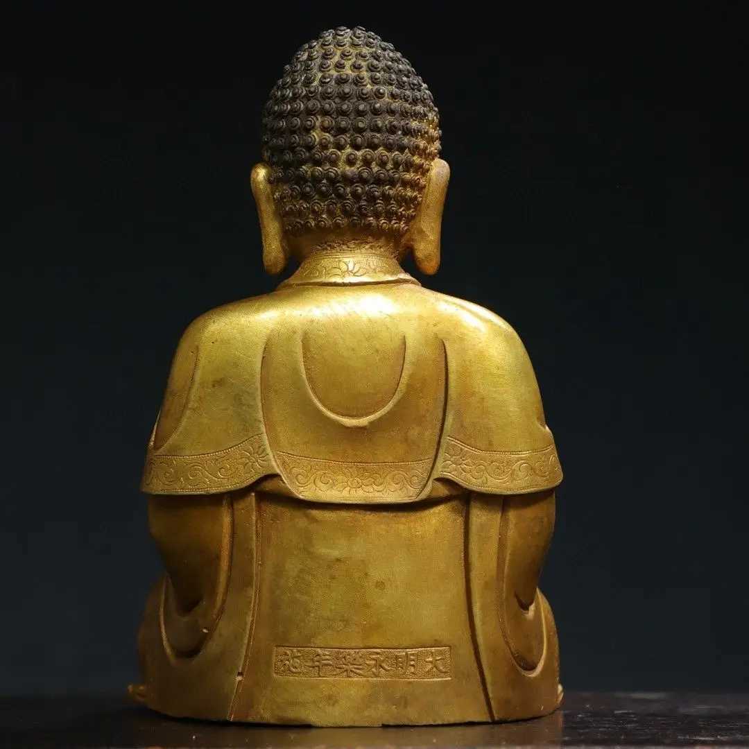 Vintage Brass Amitabha Sakyamuni Buddha Chinese Feng Shui Meditation Buddha Sculpture Figurines Home Decor StatuesT260415