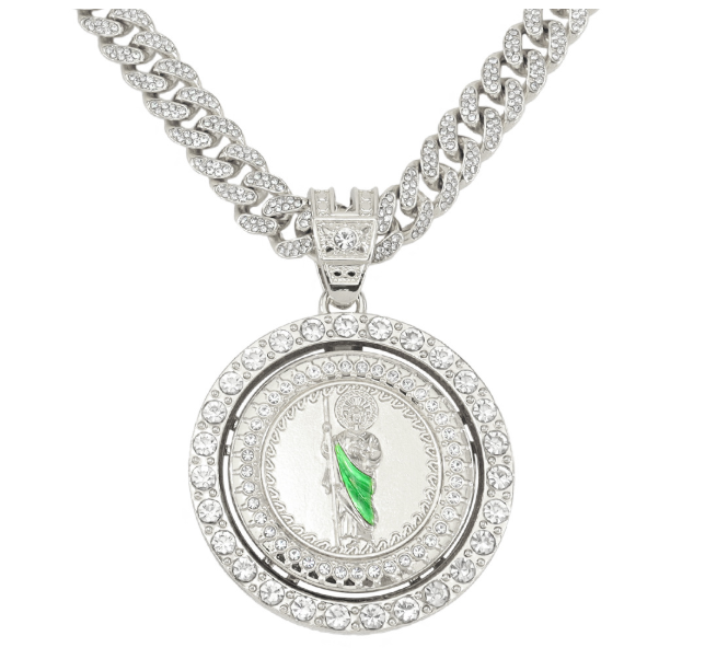 mens full-diamond chain hip-hop style personalized rotating Statue of Liberty pendant necklace 260415 - view 8