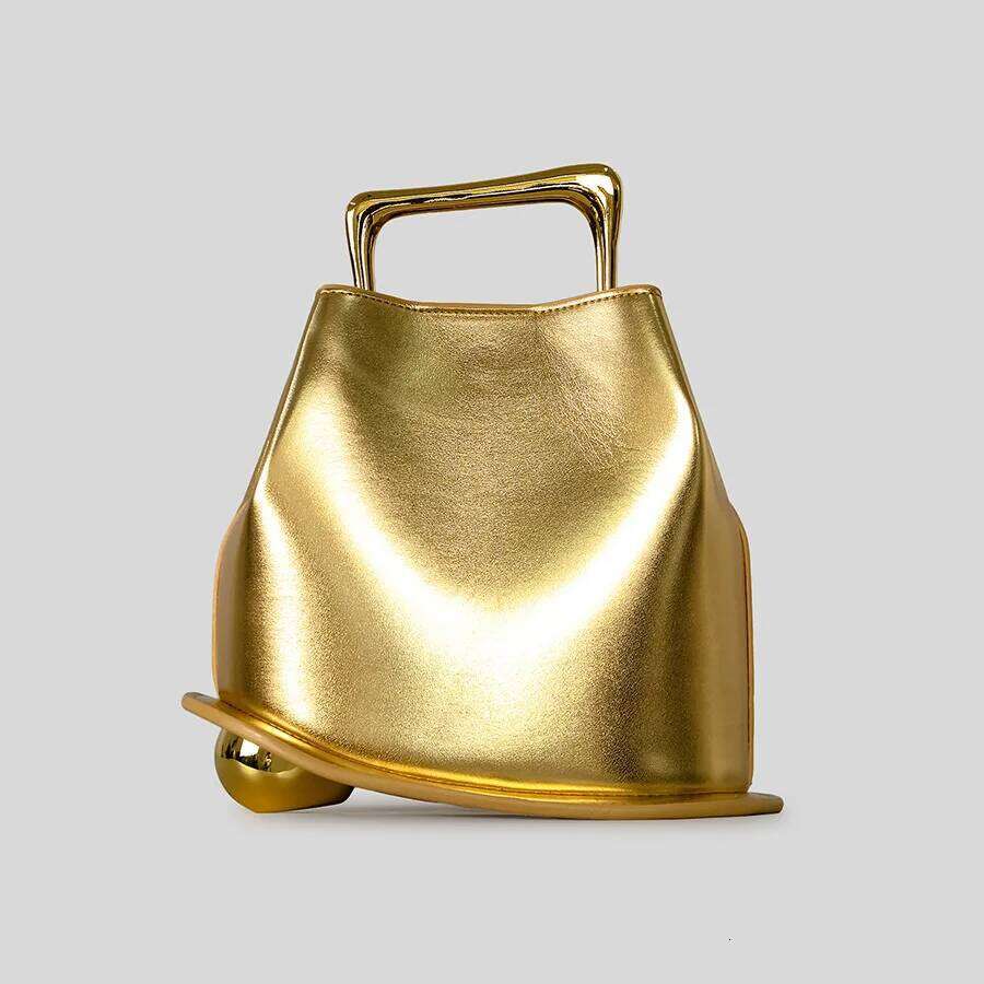 Fashion Metal Hand-Held Irregular Bucket 2026 New Women's Handbag Luxury Pu Leather Shoulder Crossbody Bags Small Tote Bag