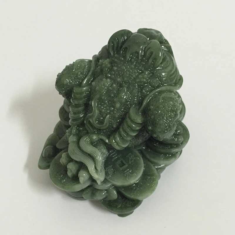 Money Buddha Statues Chinese Feng Shui Coin Three Legged Toad Frog Animal Statue Sculptures Home Decoration Man-made Jade StoneT260415