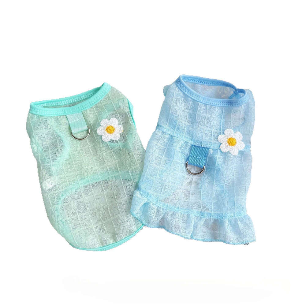 Summer Mesh Breathable Pet Dress Vest For Dogs Cats Sun Protection Anti-hair Loss Princess Bichon Teddy Apparel Wholesale Dropshipping pupakaIK