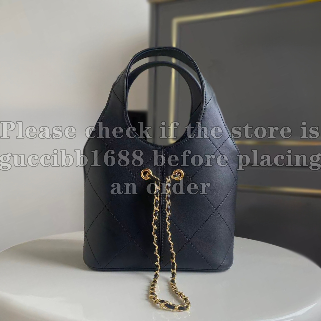 12A Definite Mirror Quality Designer Shoulder Bag 27.5cm Luxury Hobo for Women Cowhide Leather Bucket Bags Quilted Handbag Black Shoulder Purse with Box