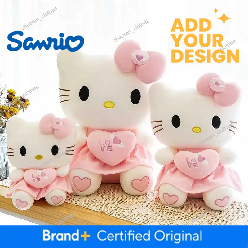 Sanrio Hello Kitty Pink Plush Anime Cartoon Plushie Doll Soft Stuffed Pillow Toys For Children Birthday Xmas Gifts