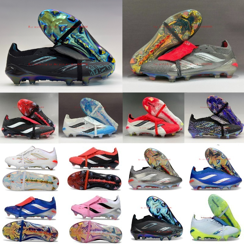 2026 New Good Quality Football Boots 25 26th Tongue Fold Laceless Laces FG Mens Soccer Cleats Comfortable Training Leather Football Shoes kids uk3.5-uk11