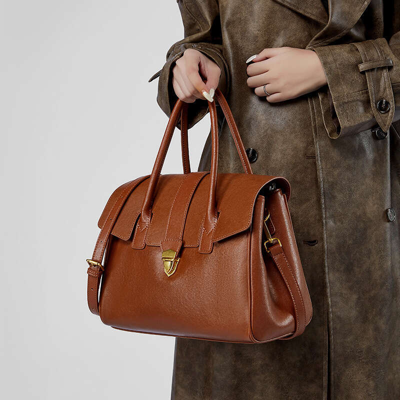 Vintage Genuine Leather Tote Bag for Women New Top Handle Handbag Large Capacity Cowhide Commute Laptop Bag Office Travel Work Bag SENYY
