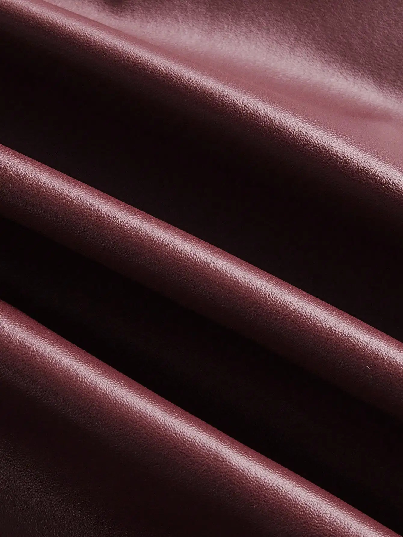 Burgundy PU Leather Off Shoulder Ruched Sleeveless Top For Women 260414