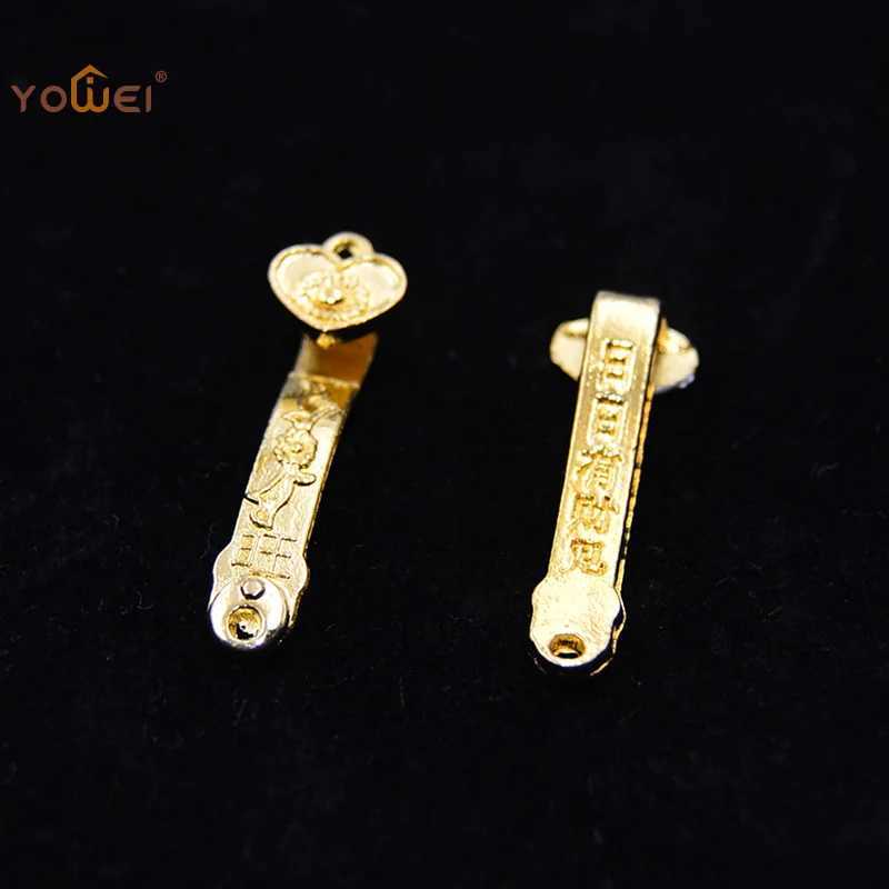 10pcs Chinese Amulet Crafts Golden Auspicious Ruyi Gifts Home Feng Shui Power Scepter Decoration Ornaments Good FortuneT260415
