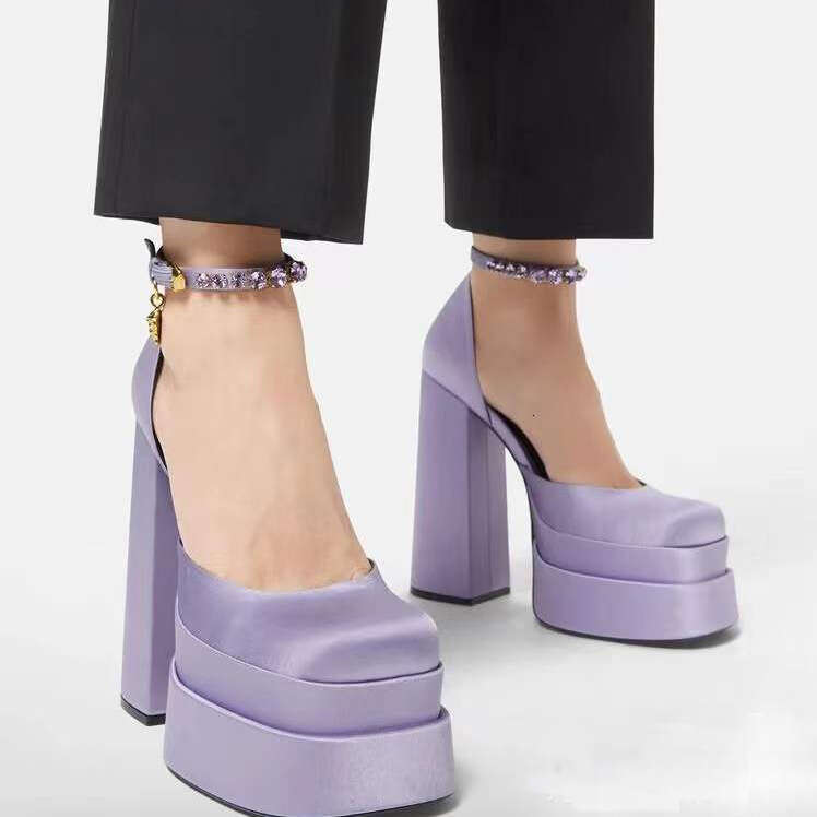 New Women's Shoes Fashionable Double-Platform Square-Toe Chunky Heel Plus Size High-Heel Runway Sandals For Women