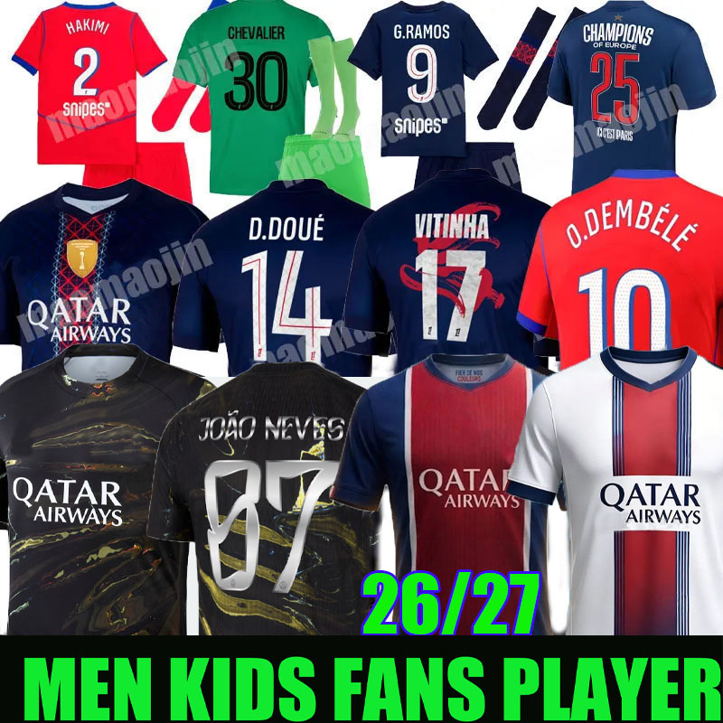 2025 2026 maillot de foot Kvaratskhelia soccer jerseys Night Edition 5th JOAO NEVES HAKIMI football shirtS 25 26 27 BARCOLA Zaire-Emery O.Dembele PARIS PSGES D.Doue