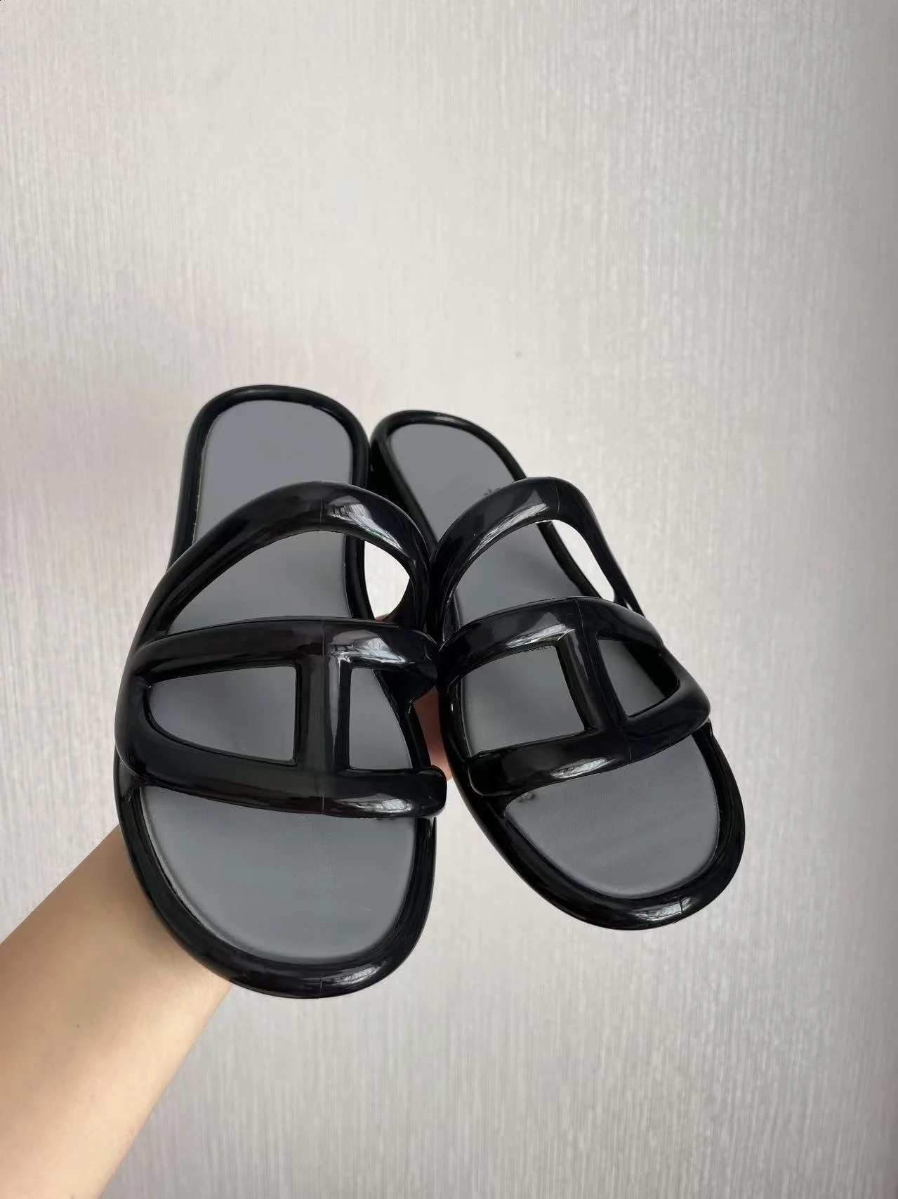 Summer Womens Pvc Slippers Adult Girls Wide Width Thick Bottom 28cm Heels Ladies Anti-slip Beach Shoe Jelly Beach Shoes 260414