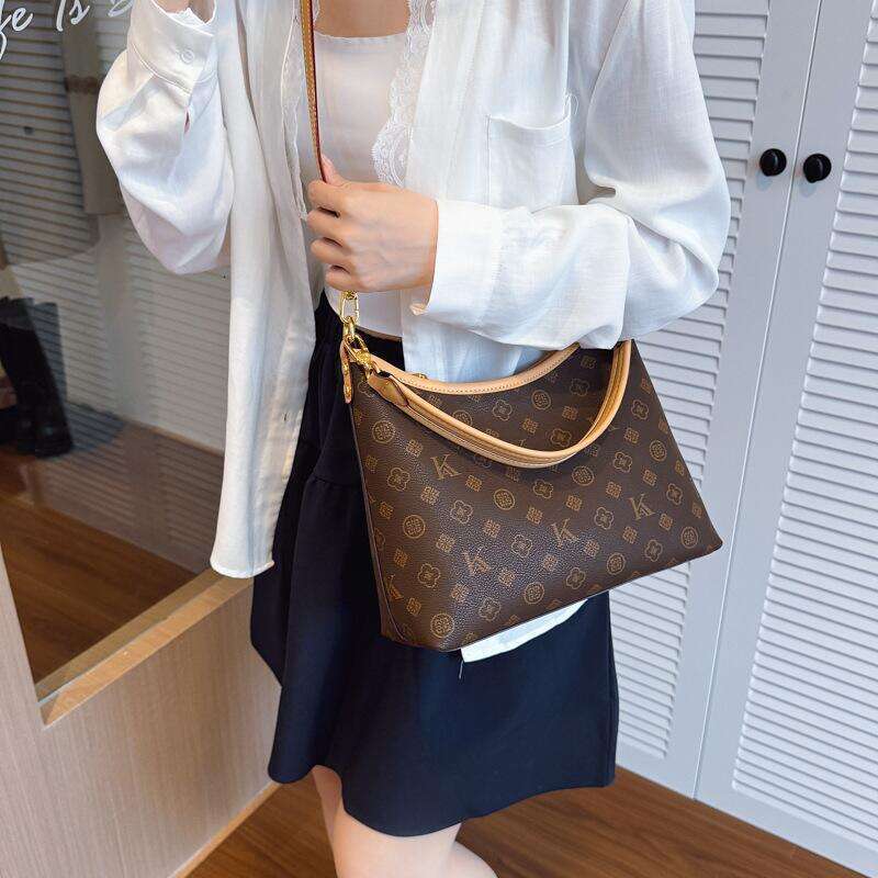 Monogram Hobo Shoulder Bag, Luxury Designer Crossbody Handbag, Large Capacity Tote Bag for Women, Fashion Casual Daily Commute Shopping Handbag Adjust