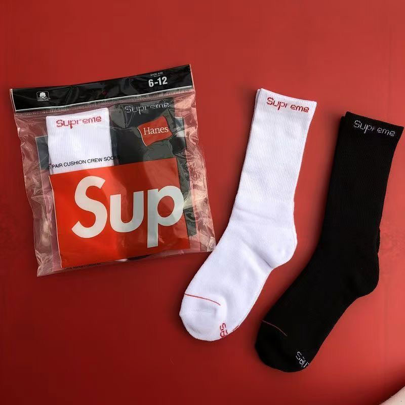 supremely socks 2 pairs pack men's fashion casual socks cotton breathable high-quality designer skateboarding hip hop sports socks men