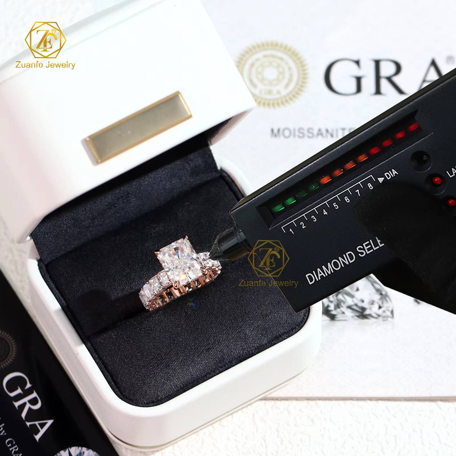 Fast Shipping Factory Direct Sale 925 Sterling Silver Radiant Cut Ice D VVS Moissanite Ring 5 Ct 34mm 911mm Gift Product