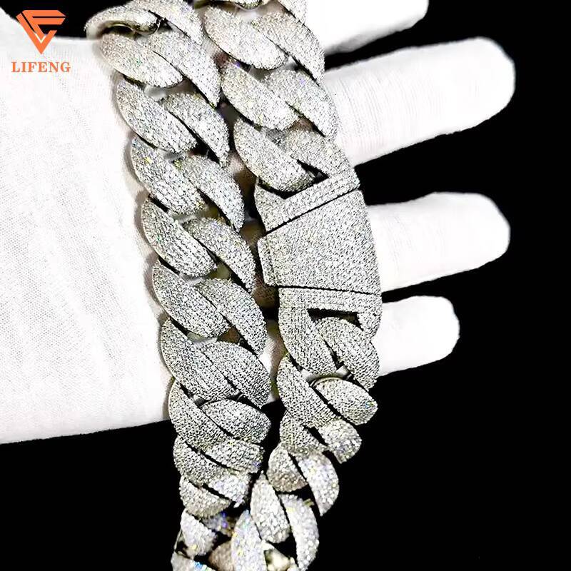 Custom 20mm Big Size Hip Hop Platinum Necklace 925 Silver Cuban Link Chain Moissanite Diamond Charms Mens Wedding Gift Trendy