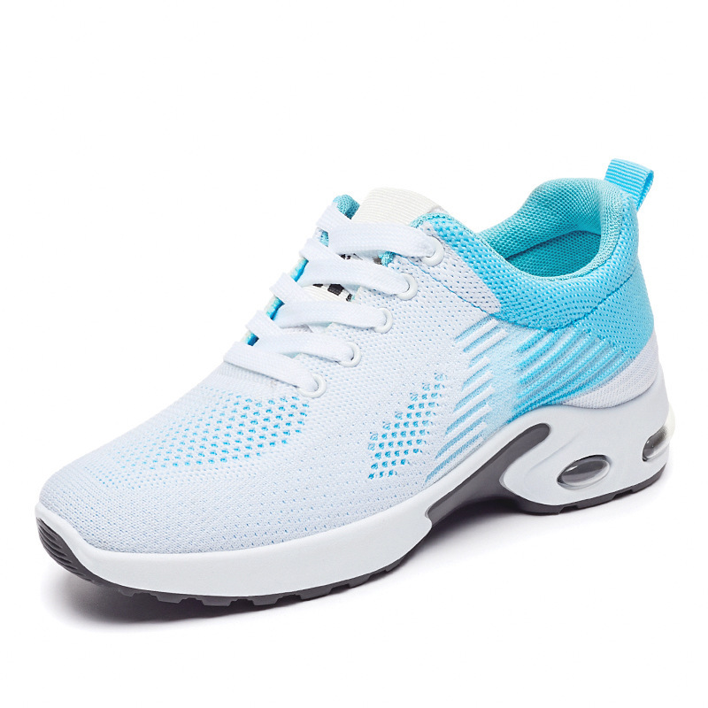 Women's gradient color air cushion sports shoes, breathable mesh lace up casual walking shoes